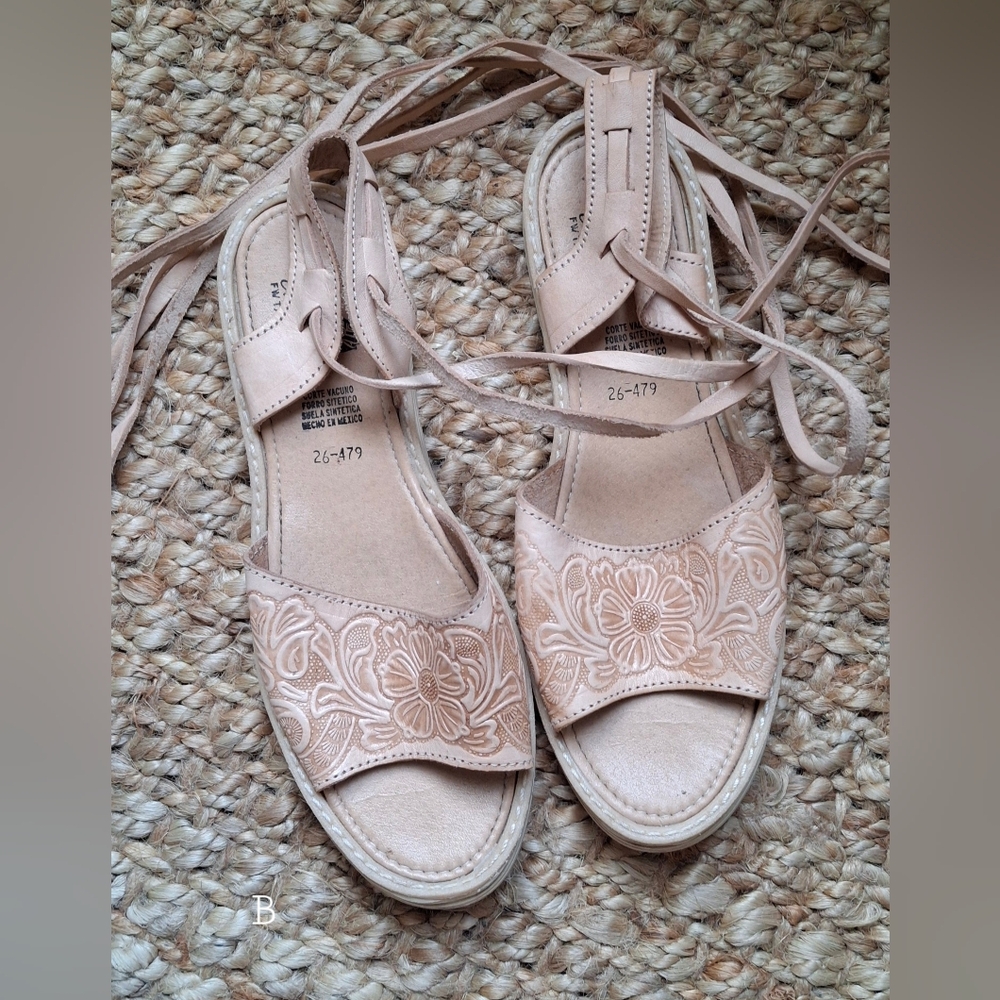 La rosa artesanías leather womens sandals size 8 travel western cowgirl country